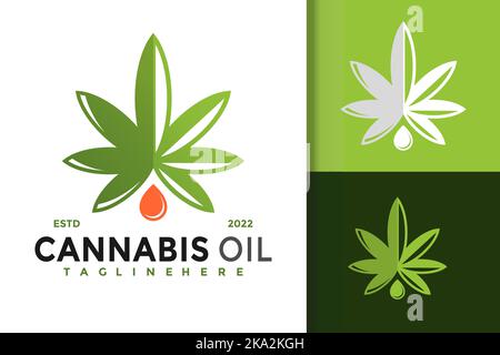 Un vettore di un CBD Cannabis Oil Logo Design Illustrazione Vettoriale