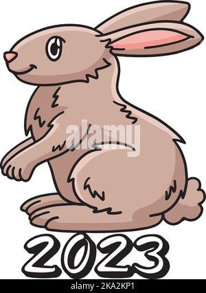 2023 anno del coniglio Cartoon colorato Clipart Illustrazione Vettoriale