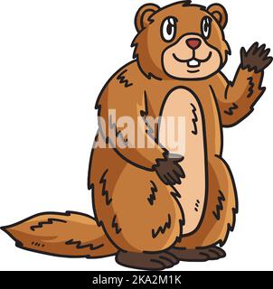 Forma ondulata della Clipart color cartoon Groundhog Illustrazione Vettoriale