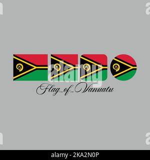bandiera di vanuatu arte di design nazionale con stile diverso. Modificabile, ridimensionabile, EPS 10, illustrazione vettoriale. Illustrazione Vettoriale
