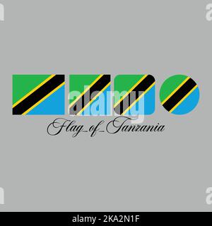 bandiera della tanzania disegno nazionale con stile diverso. Modificabile, ridimensionabile, EPS 10, illustrazione vettoriale. Illustrazione Vettoriale