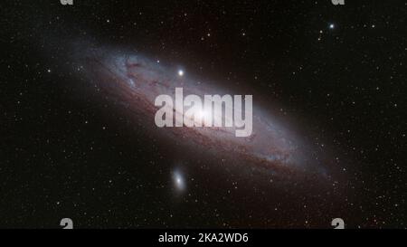 Andromeda Galaxy (M31) - scatta su 22.09.2022 con un'astrocamera monocromatica raffreddata e rifrattore HD. Foto Stock