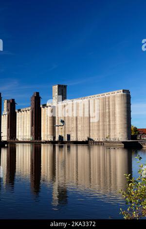 Silo City, Buffalo River, Buffalo, New York, Stati Uniti Foto Stock