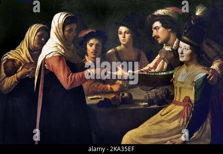 Buona fortuna da Gherardo delle notti - Gerrit Honthorst ,1592-1656 ,Olandese, Paesi Bassi. Foto Stock