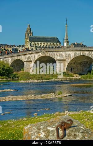 La città di Blois sul fiume Loira, Loir-et-Cher, Francia. Foto Stock