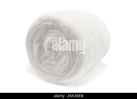 Lana di cotone su sfondo bianco primo piano. Lana di cotone per uso medico e domestico Foto Stock
