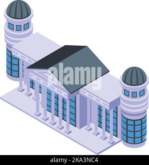 Vettore isometrico dell'icona di costruzione della banca. Città di viaggio. Cultura di riferimento Illustrazione Vettoriale