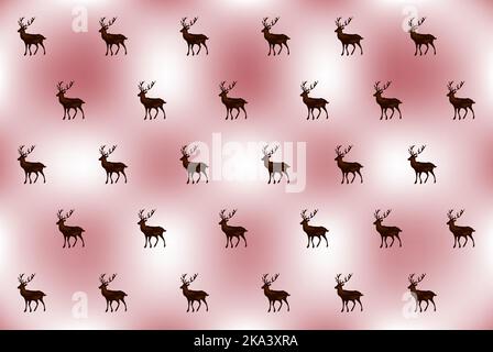 Motivo di Natale su sfondo bianco e rosa con cervo. Immagine vettoriale. Design della confezione. Illustrazione Vettoriale