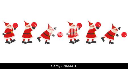 Babbo Natale giocare bowling senza cuciture modello bordo Illustrazione Vettoriale