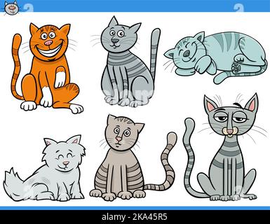 Illustrazione di fumetti di gatti e gattini comic animal set Illustrazione Vettoriale