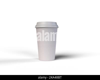 Rappresentazione 3D di una tazza di caffè bianca su sfondo pieno Foto Stock