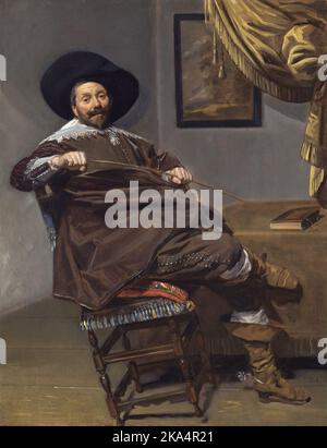 Ritratto di Willem van Heythuysen, seduto su una sedia e in possesso di un raccolto di caccia, Pittura di Frans Hals Foto Stock