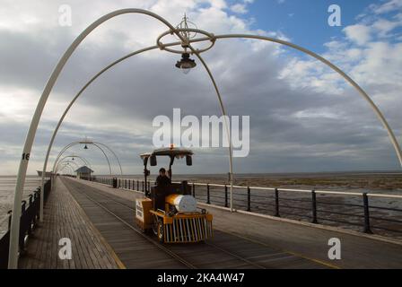 Southport Pier, Southport Beach, Merseyside, Inghilterra. Foto Stock