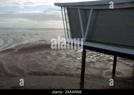 Southport Pier, Southport Beach, Merseyside, Inghilterra. Foto Stock