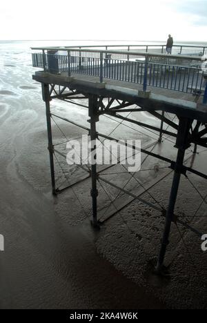 Southport Pier, Southport Beach, Merseyside, Inghilterra. Foto Stock