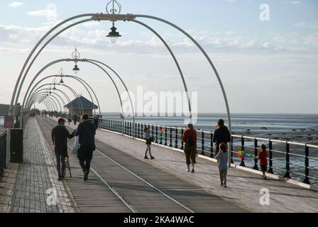 Southport Pier, Southport Beach, Merseyside, Inghilterra. Foto Stock