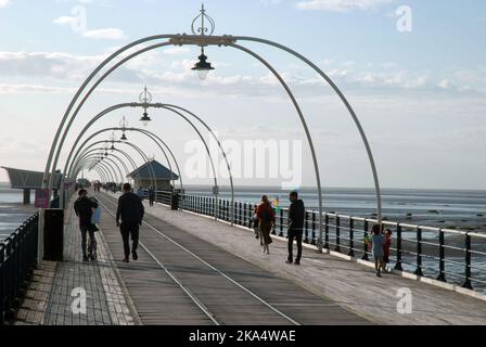 Southport Pier, Southport Beach, Merseyside, Inghilterra. Foto Stock