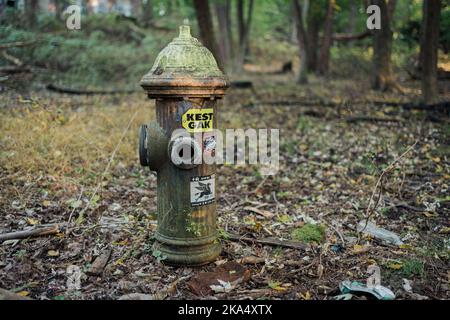 Idrante antincendio presso la New York City Farm Colony, Staten Island, New York Foto Stock