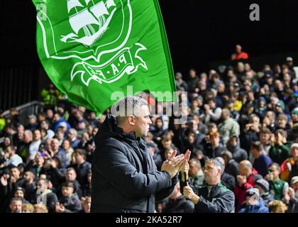 Plymouth, Regno Unito. 31st Ott 2022. Steven Schumacher, direttore di Plymouth Argyle, durante la partita della Sky Bet League 1, Plymouth Argyle vs Exeter City a Home Park, Plymouth, Regno Unito, 31st ottobre 2022 (Photo by Stanley Kasala/News Images) a Plymouth, Regno Unito il 10/31/2022. (Foto di Stanley Kasala/News Images/Sipa USA) Credit: Sipa USA/Alamy Live News Foto Stock