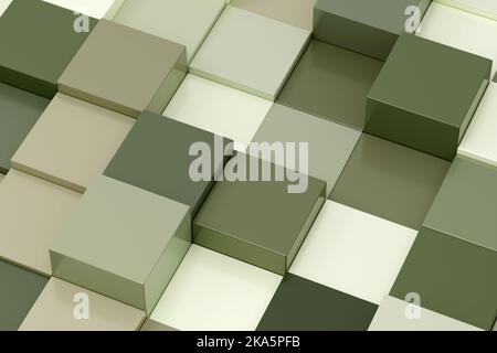 3d sfondo verde astratto con carta da parati di forma quadrata Foto Stock