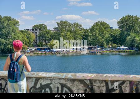 Strandbad, Weißer See, Weißensee, Pankow, Berlino, Germania Foto Stock