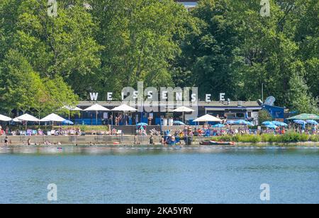Strandbad, Weißer See, Weißensee, Pankow, Berlino, Germania Foto Stock