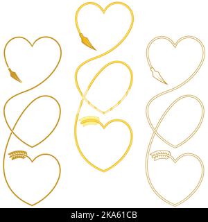 Disegno vettoriale della freccia di San Valentino, forma del cuore, buon giorno di San Valentino Illustrazione Vettoriale