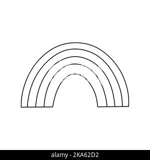 Carino arcobaleno isolato su sfondo bianco. Disegno vettoriale a mano in stile doodle. Perfetto per decorazioni, logo, vari disegni. Illustrazione Vettoriale