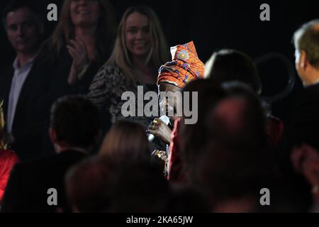 Oslo 20111211. Concerto del Premio Nobel per la pace nella sala di musica Spektrum. Angelique Kidjo tra il pubblico. Foto: Cornelius Poppe / SCANPIX NORVEGIA Foto Stock