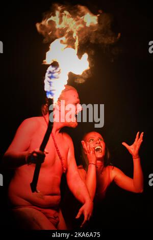 Edimburgo Scozia, Regno Unito 31 ottobre 2022. Il Festival Samhuinn della Beltane Fire Society si svolge a Holyrood Park per segnare l’ascesa dell’inverno. Credit sst/alamy live news Foto Stock