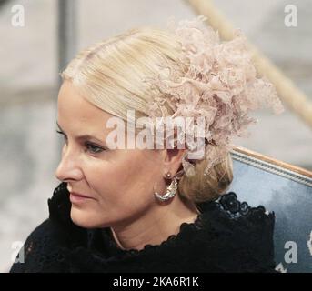 Oslo, Norvegia 20161210. Premio Nobel per la Pace 2016 al Presidente colombiano Juan Manuel Santos. Crown Princess mette-Marit dopo la cerimonia. Foto: Lise Aaserud / NTB scanpix Foto Stock