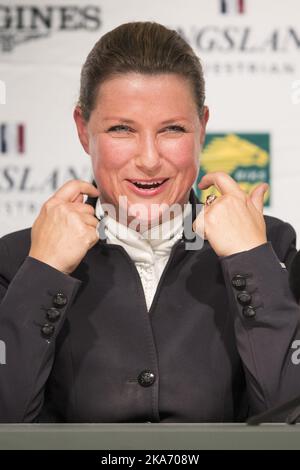 Baerum, Norvegia 20171012. La principessa Märtha Louise tiene una conferenza stampa in occasione dell'Oslo Horse Show presso la Telenor Arena il giovedì di Fornebu. La principessa fa ritorno internazionale come pilota. L'ultima volta che scosso parte in un concorso internazionale è stato nel 2000. Foto: Haakon Mosvold Larsen / NTB scanpix Foto Stock