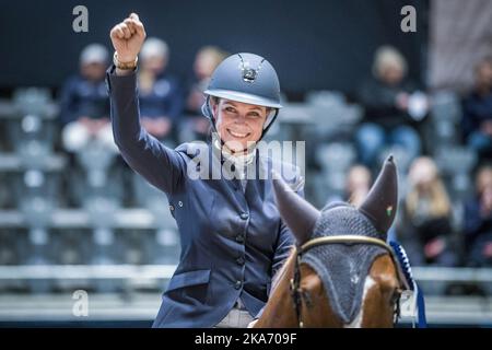 Baerum 20171012. La principessa Märtha Louise ha concluso terzo nella classe 120 CSIAM durante l'Oslo Horse Show alla Telenor Arena il giovedì di Fornebu. Questa è la rimonta internazionale della principessa come cavaliere. L'ultima volta che ha partecipato a un concorso internazionale è stata nel 2000. Foto: Haakon Mosvold Larsen / NTB scanpi Foto Stock