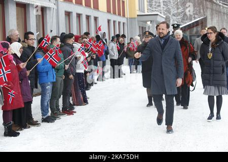 GOL, Norvegia 20190131. Il principe ereditario Haakon apre l'AIB UngInvest a Gol Idrettsarena. UngInvest AIB è un programma di apprendimento basato sulla forza per oltre 200 giovani nella contea di Buskerud, con filiali a Drammen, Ringerike, Kongsberg e Modum. Il nuovo dipartimento di Gol sarà in grado di ospitare fino a 15 nuovi giovani. Foto: Terje Bendiksby / NTB scanpi Foto Stock