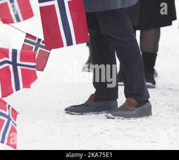 Gol, Norvegia 20190131. Scarpe Crown Prince Haakons con galoshes. Il principe ereditario Haakon apre l'AIB UngInvest a Gol Idrettsarena. UngInvest AIB è un programma di apprendimento basato sulla forza per oltre 200 giovani nella contea di Buskerud, con filiali a Drammen, Ringerike, Kongsberg e Modum. Il nuovo dipartimento di Gol sarà in grado di ospitare fino a 15 nuovi giovani. Foto: Terje Bendiksby / NTB scanpi Foto Stock