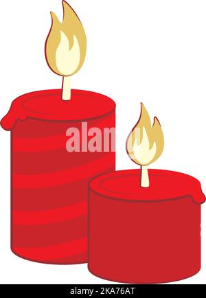 Illustrazione vettoriale di due candele rosse di Natale. Illustrazione Vettoriale