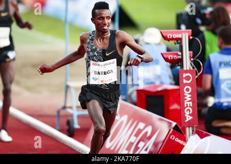 Selemon Barega, etiope, compete per vincere la Men`s 3000m durante la IAAF Diamond League a Bislett Stadium, Oslo, 13 giugno 2019. Foto di Ryan Kelly, NTB scanpix Foto Stock