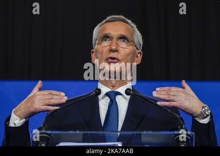 Bruxelles, Belgio 20210614. Conferenza stampa con il Segretario generale della NATO Jens Stoltenberg durante il vertice della NATO a Bruxelles. Foto: Torstein Bøe / NTB Foto Stock