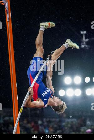 Monaco di Baviera, Germania 20220820. Sondre Guttormsen si svolge nel 6th° posto nella pole durante i Campionati europei di atletica a Monaco presso lo Stadio Olimpico. Foto: Lise Aaserud / NTB Foto Stock