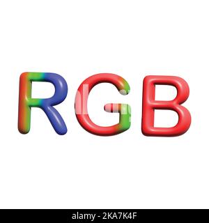 font di colore rgb maiuscolo , modello rgb, rosso verde blu , tema isolato su bianco Illustrazione Vettoriale