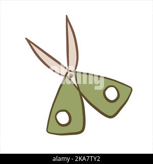 Elemento da cucire a forbice. Illustrazione vettoriale sul tema del cucire. Illustrazione Vettoriale