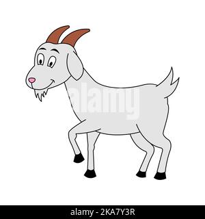 carino animale di capra su versione cartoon, illustrazione vettoriale Illustrazione Vettoriale