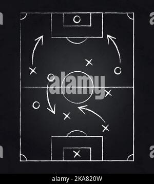 Sfondo scuro della tavola con tattiche di calcio - illustrazione vettoriale Illustrazione Vettoriale