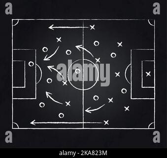 Sfondo scuro della tavola con tattiche di calcio - illustrazione vettoriale Illustrazione Vettoriale