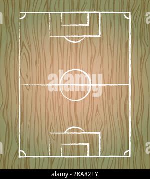 Tattiche di calcio e calcio disegnate con gesso, pennarello su una tavola di legno raschiata - illustrazione vettoriale Illustrazione Vettoriale