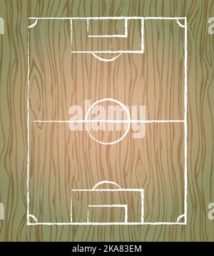 Tattiche di calcio e calcio disegnate con gesso, pennarello su una tavola di legno raschiata - illustrazione vettoriale Illustrazione Vettoriale