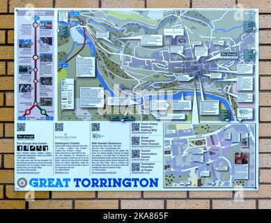 Informazioni turistiche e mappa per Great Torrington, Devon, England, UK Foto Stock