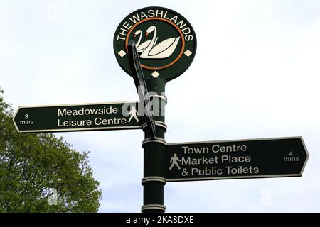 Cartello nelle Washlands, Burton Upon Trent Town, Staffordshire, Inghilterra; UK Foto Stock