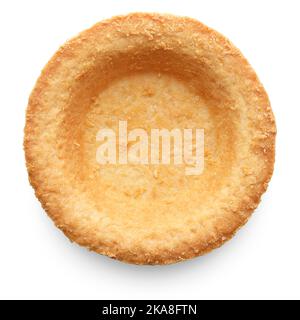 Singolo tartlet vuoto, guscio di crostata, isolato su sfondo bianco Foto Stock