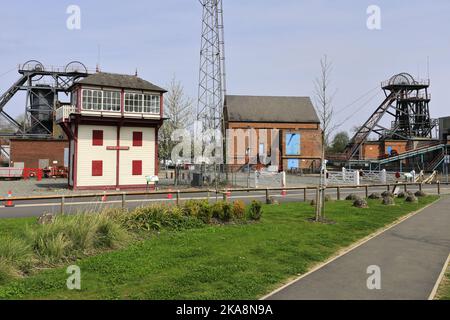 Vista su Snibston Colliery Park, Coalville, Leicestershire, Inghilterra, Regno Unito Foto Stock